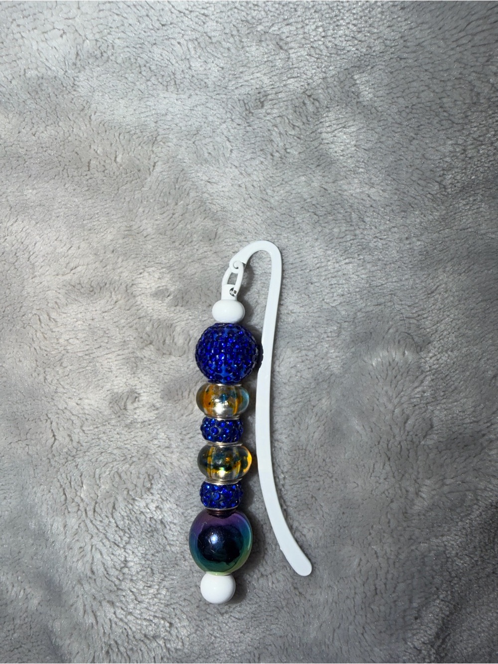 Beaded Bookmark - Blue and Iridescent